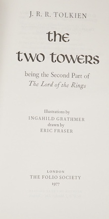 Folio Society - Tolkien, J. R. R. - The Lord of the Rings trilogy; The Fellowship of the Ring; The Two Towers ; The Return of the King, illustrations by Ingahild Grathmer, drawn by Eric Fraser, illustrated endpapers, 197